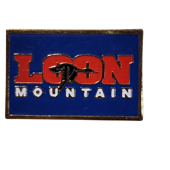 Vintage Jewelry - Loon Mountain Ski Resort New Hampshire Red and Blue Pin